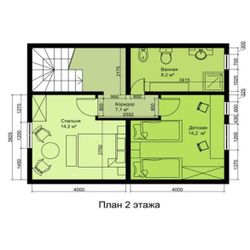 Frame country house "Peter" 1 option, the project 476, the Prod