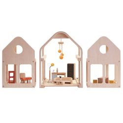 Wooden doll house 3 sections