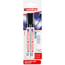 EDDING / Edding / Set pennarelli indelebili, per CD, punta tonda, 0,5-1 mm, 2 pezzi, blister Nero