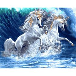 Опт-картина / Painting by numbers 40x50 Unicorns in the sea