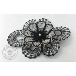 Елецкие кружева / Yelets lace / Brooch lace "Flower with a pearl"