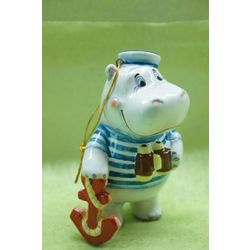 Ярославская майолика / Christmas toy "Hippo Sailor"