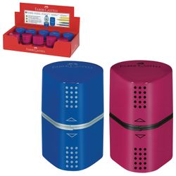 Sharpener FABER-CASTELL "Trio Grip 2001", 3 holes, 2 container, plastic, red/blue