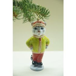 Ярославская майолика / Christmas toy "Tigrash on skates"