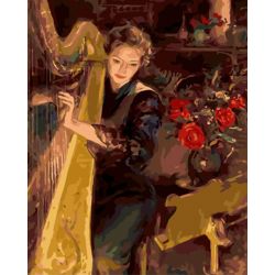 Опт-картина / Pintura em números 40x50 Tocando harpa