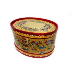 Беломорские узоры / Wooden box with lid "Uftyuzhskaya painting" oval 20.5 cm