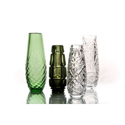 Гусевской Хрустальный завод / Kristallvase für Blumen "Drop" groß oliv