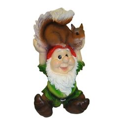 Ремеко / Decorative garden figure "Gnome with a squirrel on his head" L25W25H47 cm