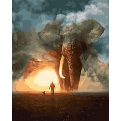 Опт-картина / Painting by numbers 40x50 The boy and the elephant