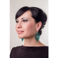 Lace earrings "Madame Bovary" green