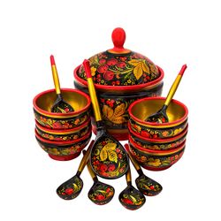 Золотая Хохлома / Set for honey "Nectar" (14 items)