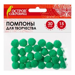 Pompon creativi, verde, 15 mm, 30 pz., ISOLA DEI TESORI