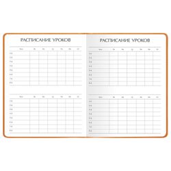 Альт / Diary grade 1-11, leatherette (hard), embossing, lace, 48 sheets., VELVET Orange / 10 pcs.