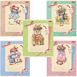 HATBER / Notebook 12 sh. cage, cardboard cover, "Cute Owls" / 20 pcs.