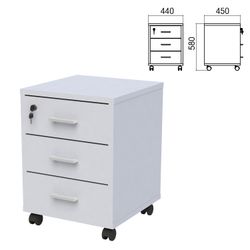 Drawer unit "Argo", 440х450х580 mm, 3 drawers, lock, gray