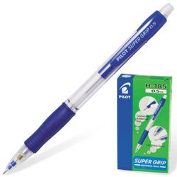Bút chì cơ PILOT "Super Grip", thân màu xanh lam, chuôi cao su, cục tẩy, 0,5 mm