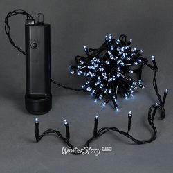 Kaemingk / LED string with batteries 96 cold white LED lamps 7.1 m, black PVC, controller, timer, IP44
