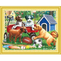 Опт-картина / 5D Diamond mosaic 40x50 round rhinestones Puppies