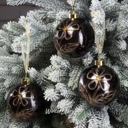 Kaemingk / Bộ bóng thủy tinh Jardin de Nuit: Florale 8 cm, 3 chiếc