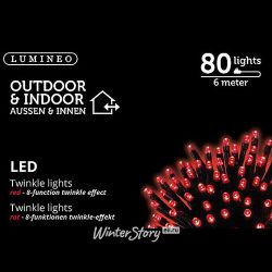 Kaemingk / LED garland Volumetrik 80 kırmızı LED lambalar 6 m, siyah PVC, kontrolör, IP44