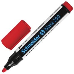 Маркер для доски и флипчарта SCHNEIDER (Германия) "Maxx 290", КРАСНЫЙ, скошенный наконечник, 2-3 мм