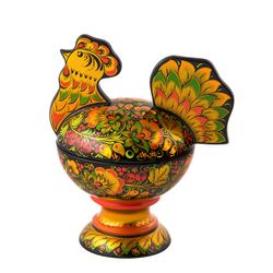 Золотая Хохлома / Candy bowl "Cockerel" 190x150x230