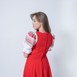 Тканые узоры / Blouse, shirt under a dress women's in Russian folk style Summer