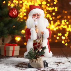 Зимнее волшебство / Doll "Santa Claus, in a red and white fur coat in a cage with gifts"