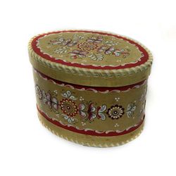 Беломорские узоры / Wooden box with lid "Shenkurskiy red painted" oval 15 cm