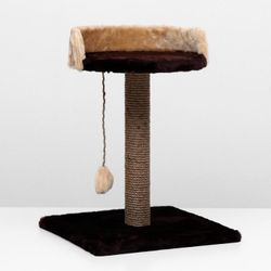 Пижон / Dude / Scratching post "Column" with a bench, 40 x 40 x 55 cm, dark brown