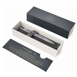 Ballpoint pen PARKER "IM Premium Dark Violet CT", case engraved with purple, chrome, blue