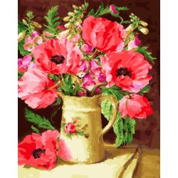 Опт-картина / Peinture par numéros 40x50 Coquelicots écarlates