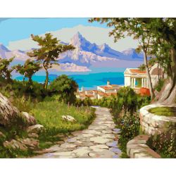 Опт-картина / Peinture par numéros 40x50 Ville au bord de la mer