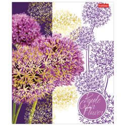HATBER / Notebook А5, 48 sh., Staple, cage, 3D foil, "Painted Flowers" / 10 pcs.