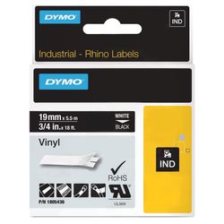 DYMO Rhino label printer cartridge, 19 mm x 5.5 m, vinyl tape, black font, white
