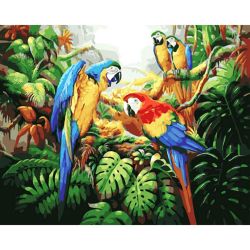 Опт-картина / Painting by numbers 40x50 Macaw parrots