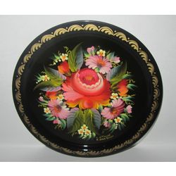 Сувениры из Н.Тагила / Quà lưu niệm từ N. Tagil / Khay "Round. Roses", 17cm