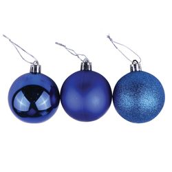 ЗОЛОТАЯ СКАЗКА / Set di palline di Natale 6 pezzi, plastica, 8 cm, BLU (lucido, opaco, glitterato)