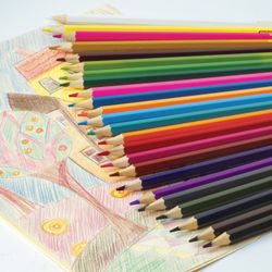 Crayons PYTHAGORAS, 24 colors, classic, honed, carton packaging