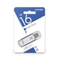 SMARTBUY / Flash Drive 16 GB, V-Cut, USB 2.0, Metal Case, Silver