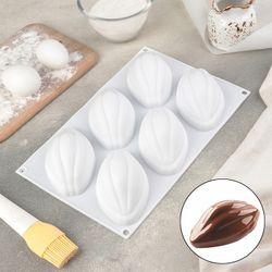 Доляна / Doliana / Form for mousse desserts and pastries "Cocoa beans", 29.5 × 19 cm, white
