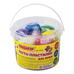Plastilina vegetal (masa para modelar) PIFAGOR, 7 colores, 420 g, cubo de plástico