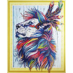 Опт-картина / 5D Diamantmosaik 40x50 runde Strasssteine Löwe
