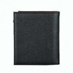 Purse women's FABULA, 110х130 mm, genuine leather, button, black with red