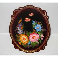 Сувениры из Н.Тагила / Souvenirs from N. Tagil / Tray "Oval-Baroque. Butterflies", 30x25 cm