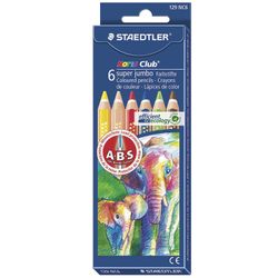 Lápices de colores engrosados STAEDTLER (Alemania) "Noris Club", 6 colores, mina 6 mm, suspensión euro