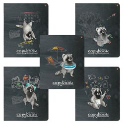 Альт / Notebook A5 48 l. bracket, cage, Soft Touch, "RACCOON VACATION" / 10 pcs.