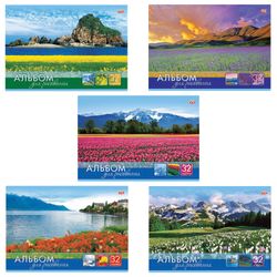 HATBER / Sketchbook VK "The World in Flowers", 32 sheets A4, 205x290 mm, staple, cardboard cover