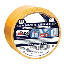 UNIBOB / Double-sided adhesive tape 38 mm x 10 m, THIN BASE polypropylene