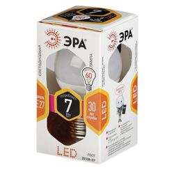 ЭРА / LED lamp 7 (60) W, base E27, ball, warm white light, 30,000 hours, LED smdP45-7w-827-E27